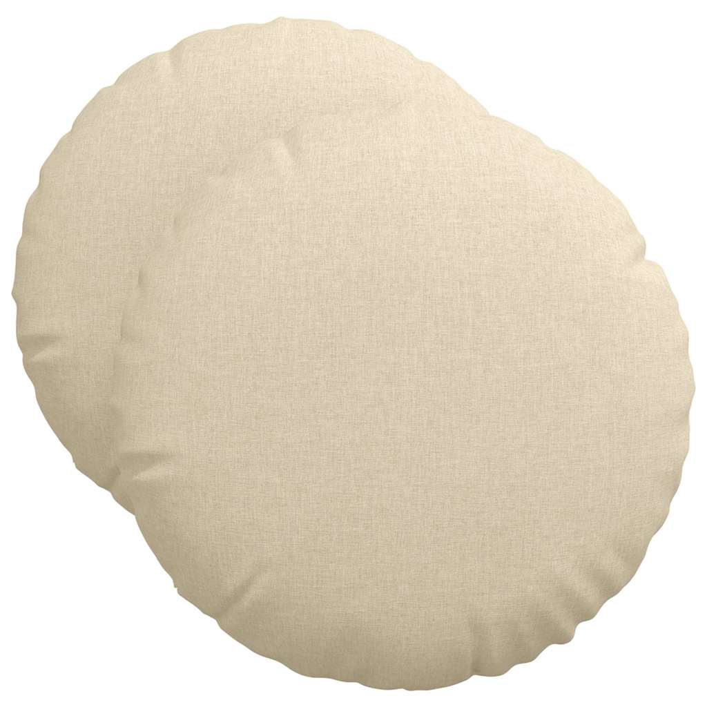 Cuscini per Seduta 2 pcs Crema Ø50 x 19 cm Tessuto