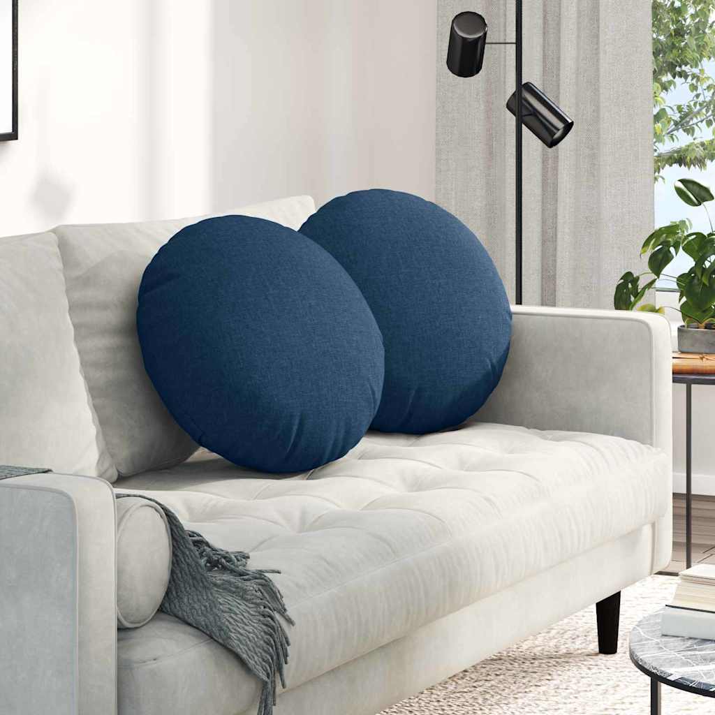 Cuscini per Seduta 2 pcs Blu Ø50 x 19 cm Tessuto