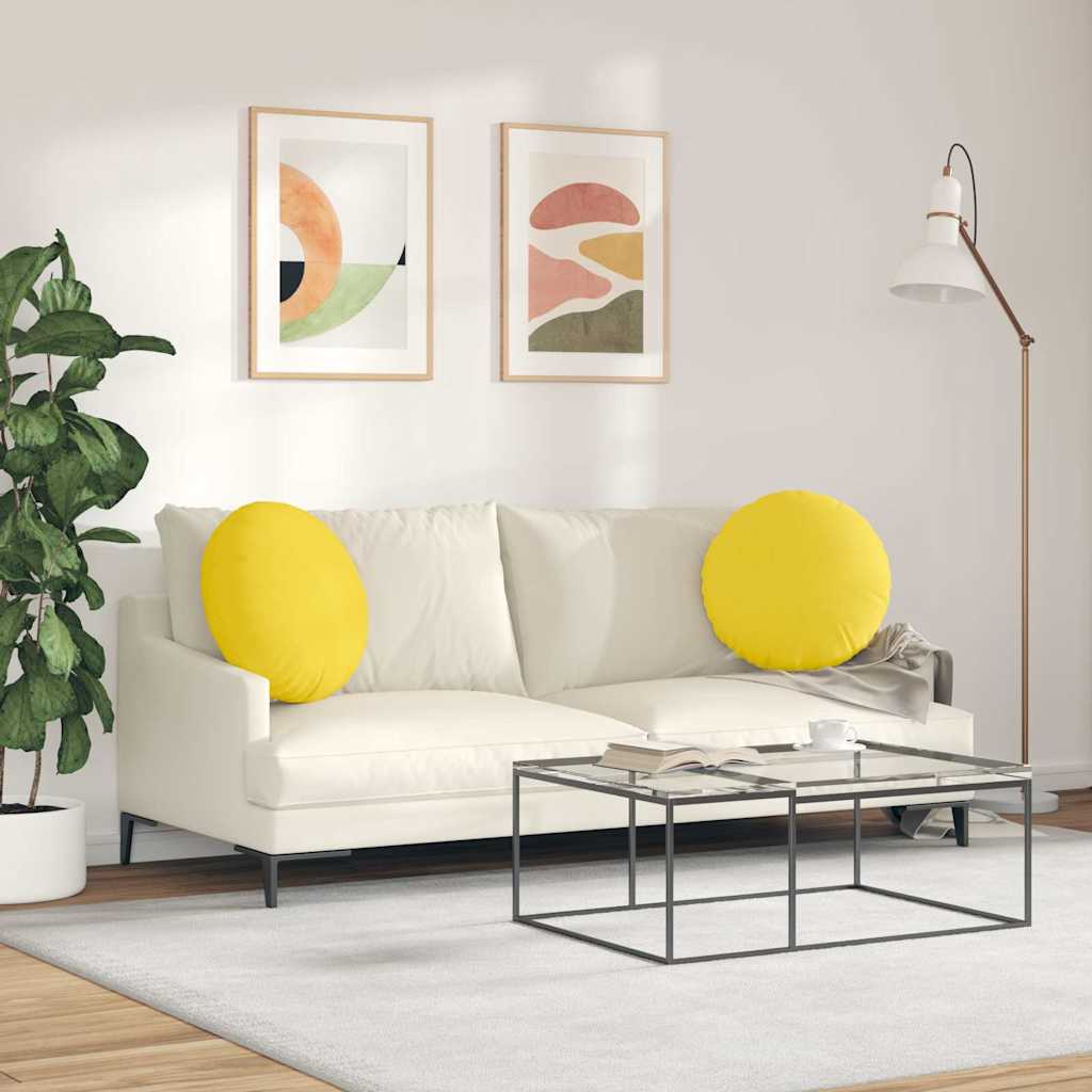Cuscini per Seduta 2 pcs Giallo Chiaro Ø50 x 19 cm Tessuto