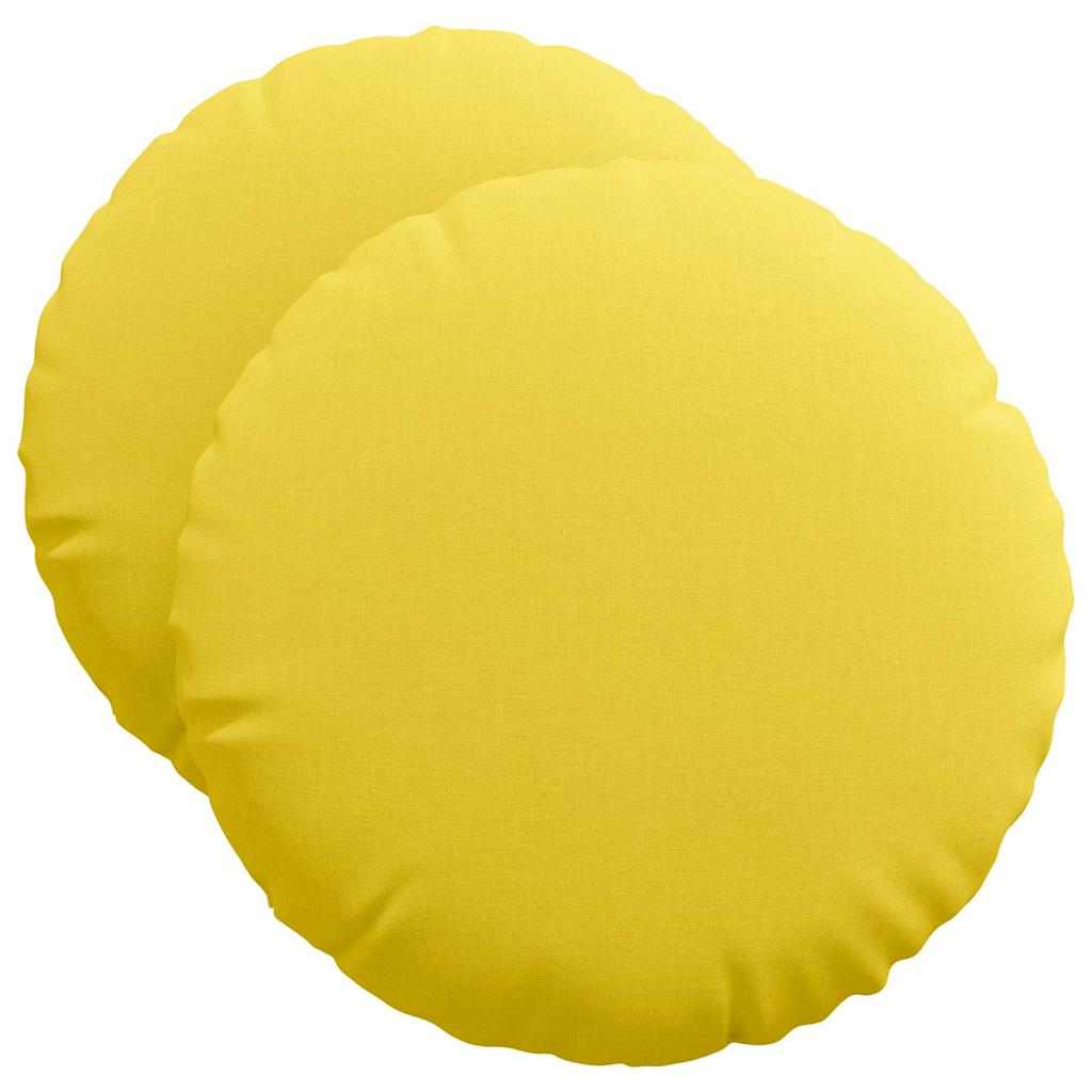 Cuscini per Seduta 2 pcs Giallo Chiaro Ø50 x 19 cm Tessuto