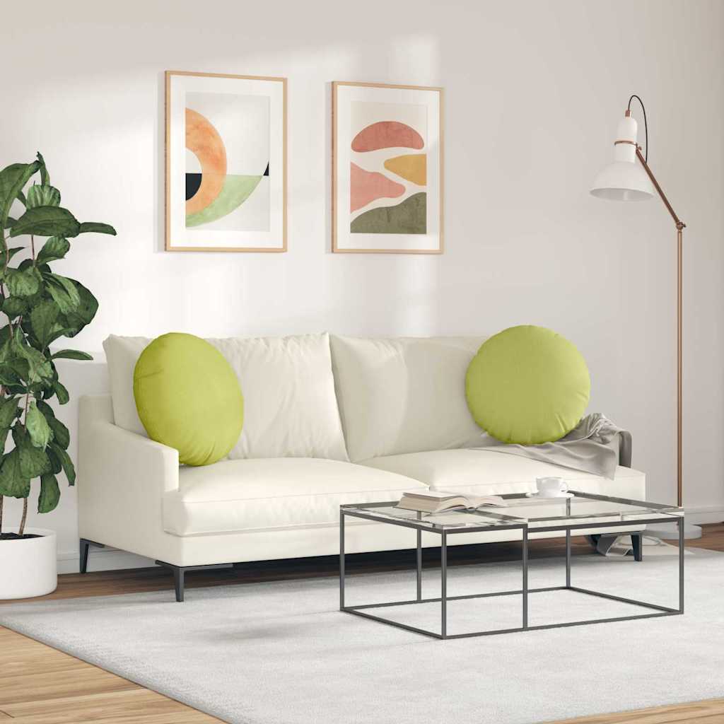 Cuscini per Seduta 2 pcs Verde chiaro Ø50 x 19 cm Tessuto