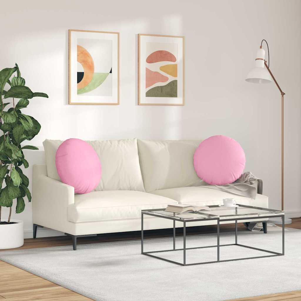 Cuscini per Seduta 2 pcs Rosa Ø50 x 19 cm Tessuto