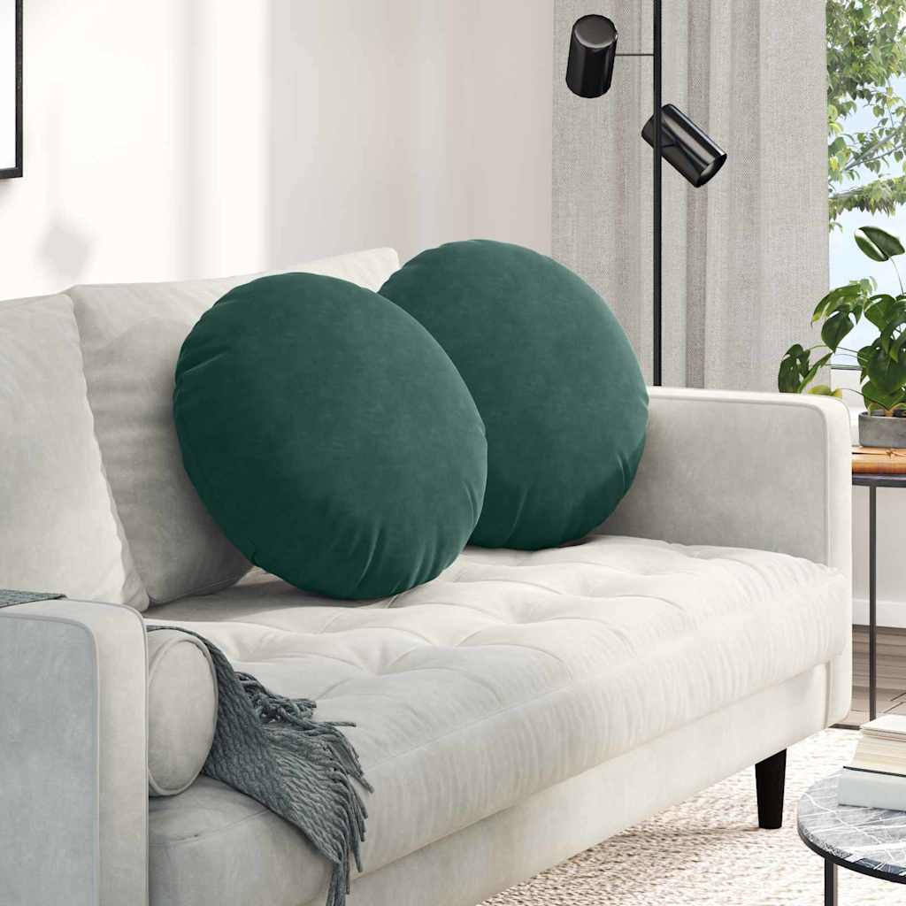 Cuscini per Seduta 2 pcs Verde Scuro Ø50 x 19 cm Velluto