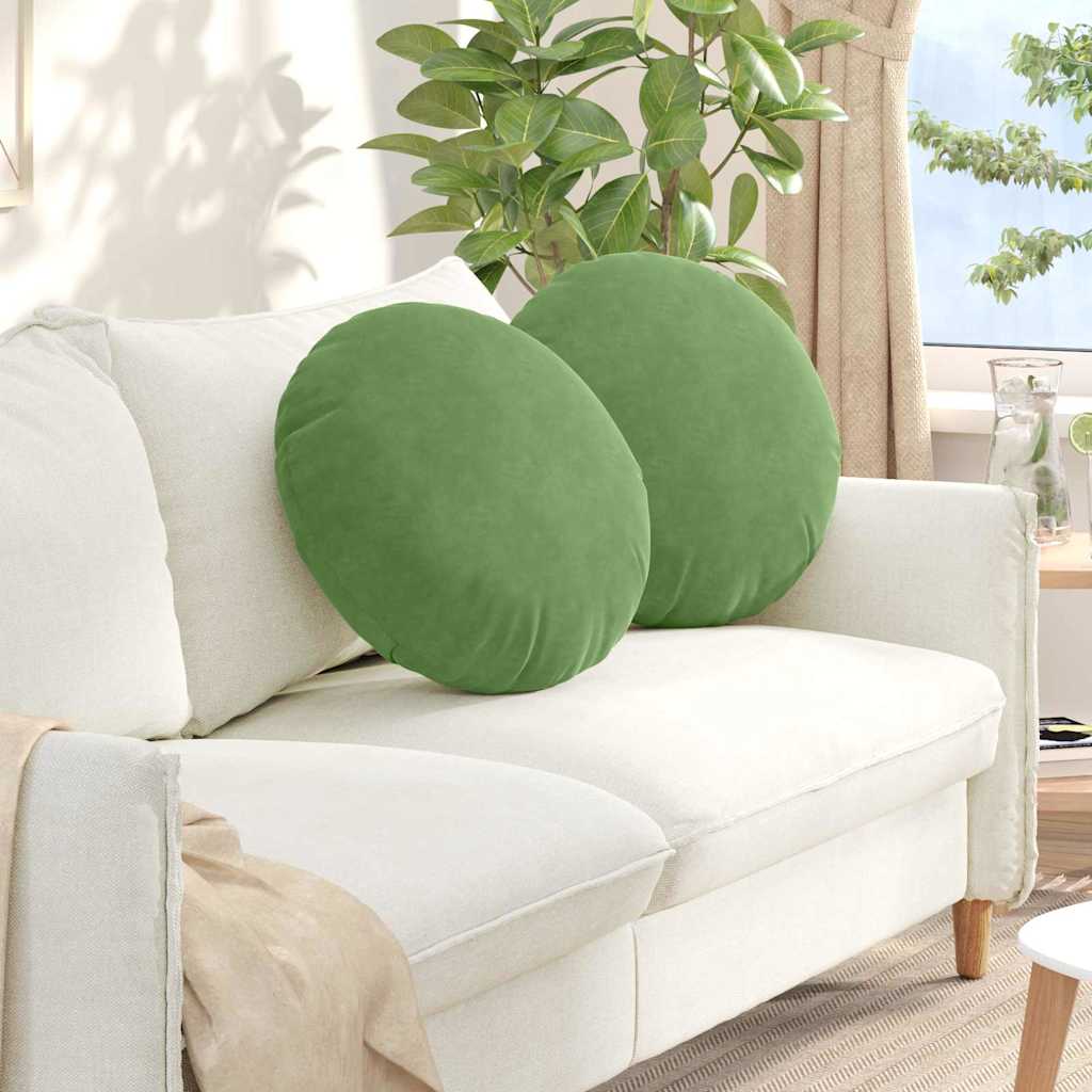Cuscini per Seduta 2 pcs Verde chiaro Ø50 x 19 cm Velluto