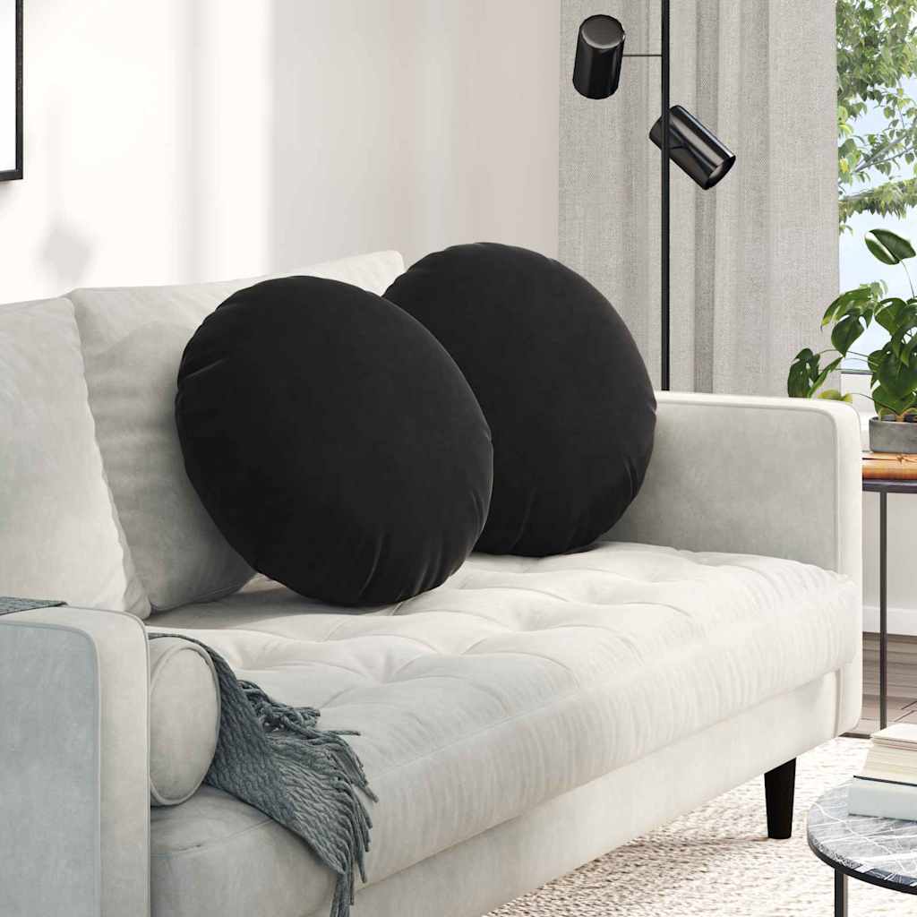 Cuscini per Seduta 2 pcs Nero Ø50 x 19 cm Velluto