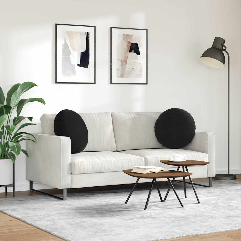 Cuscini per Seduta 2 pcs Nero Ø50 x 19 cm Velluto