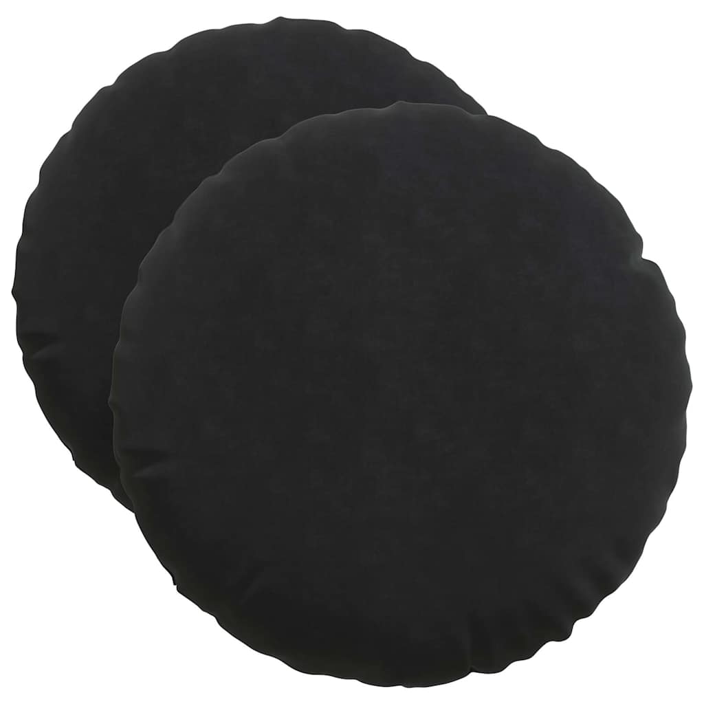 Cuscini per Seduta 2 pcs Nero Ø50 x 19 cm Velluto