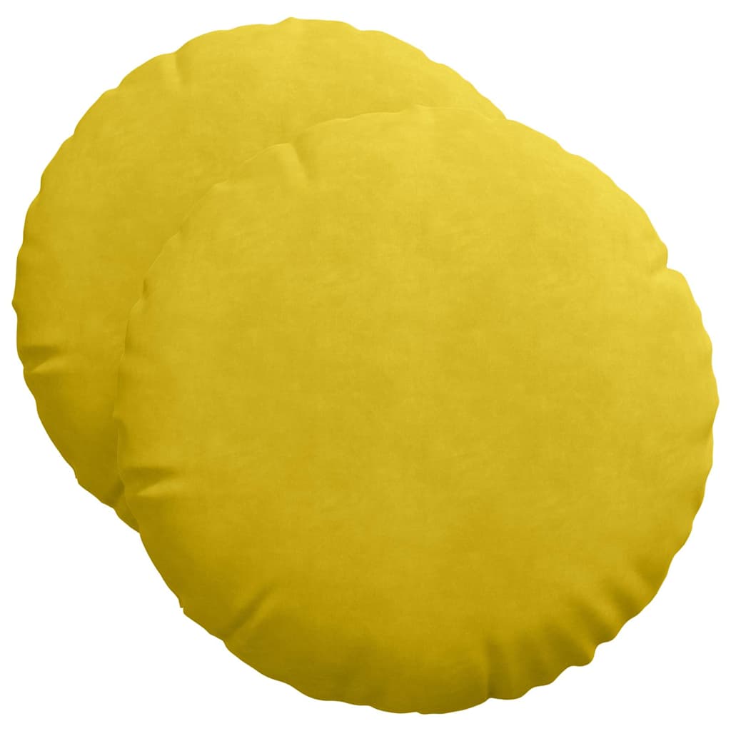 Cuscini per Seduta 2 pcs Giallo Ø50 x 19 cm Velluto