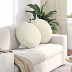 Cuscini per Seduta 2 pcs Crema Ø50 x 19 cm Velluto