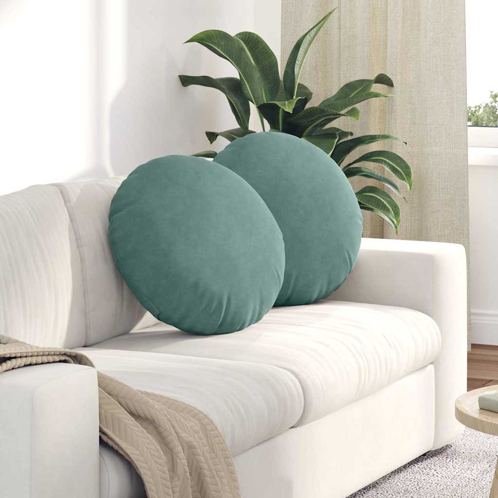 Cuscini per Seduta 2 pcs Verde Mare Ø50 x 19 cm Velluto