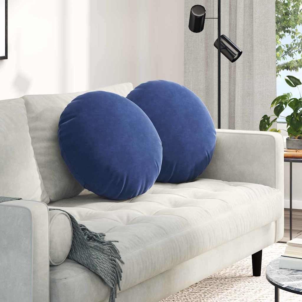 Cuscini per Seduta 2 pcs Blu Polizia Ø50 x 19 cm Velluto