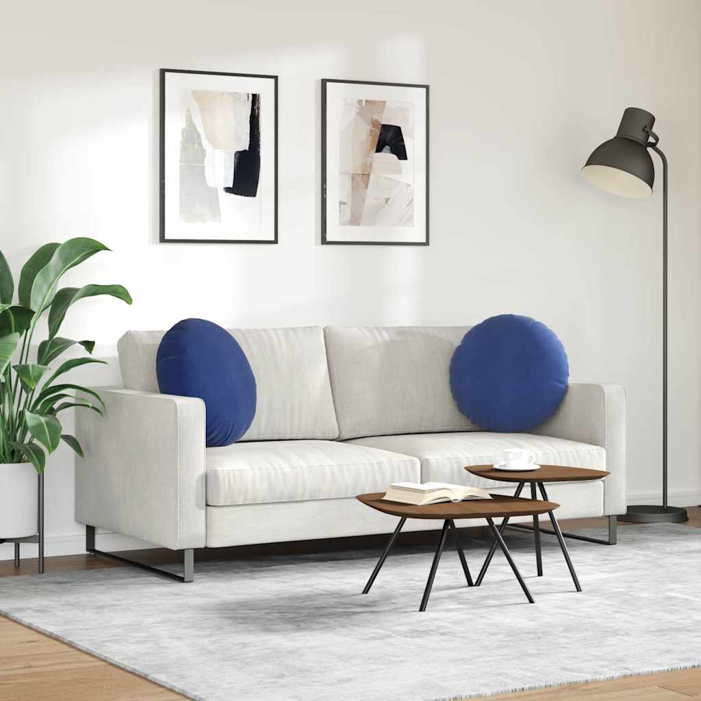 Cuscini per Seduta 2 pcs Blu Polizia Ø50 x 19 cm Velluto