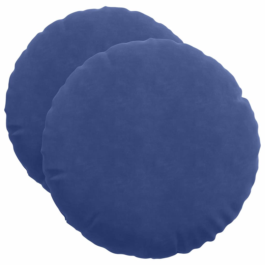 Cuscini per Seduta 2 pcs Blu Polizia Ø50 x 19 cm Velluto
