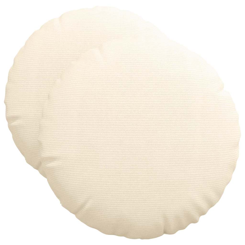 Cuscini per Seduta 2 pcs Crema Ø50 x 19 cm Tessuto in Cords