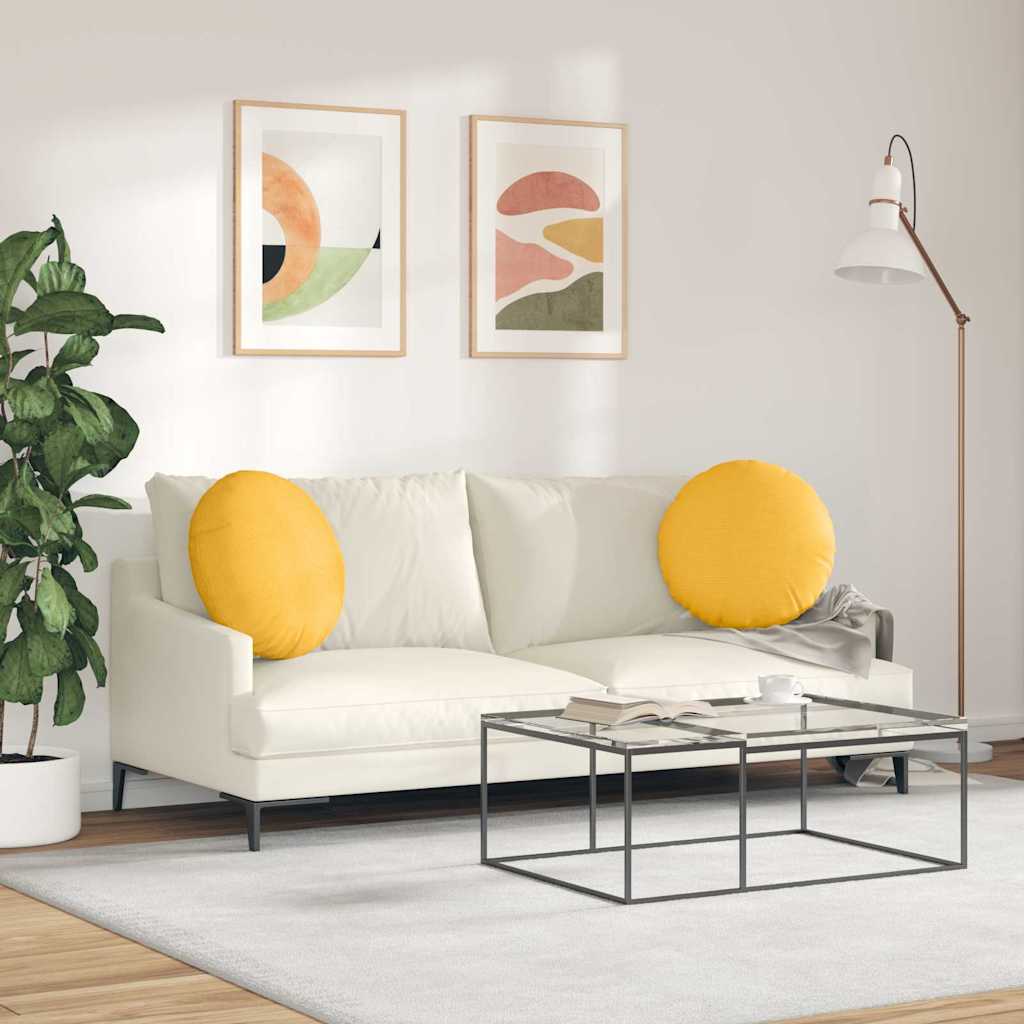 Cuscini per Seduta 2 pcs Giallo Chiaro Ø50 x 19 cm