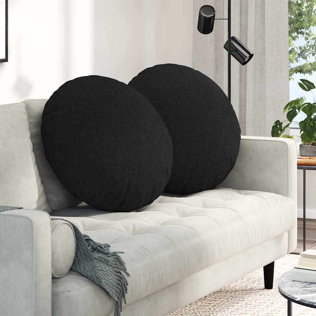 Cuscini per Seduta 2 pcs Nero Ø60 x 21 cm Tessuto