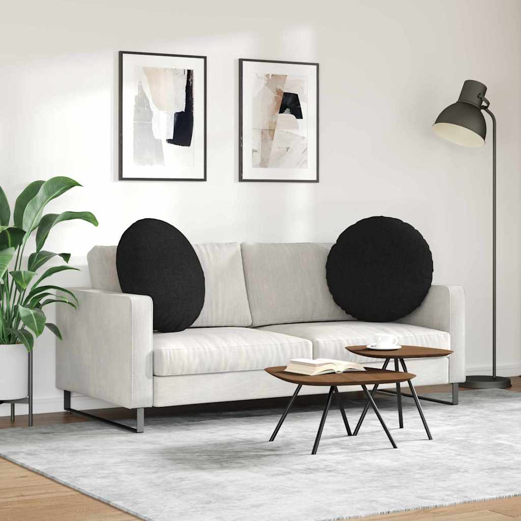 Cuscini per Seduta 2 pcs Nero Ø60 x 21 cm Tessuto