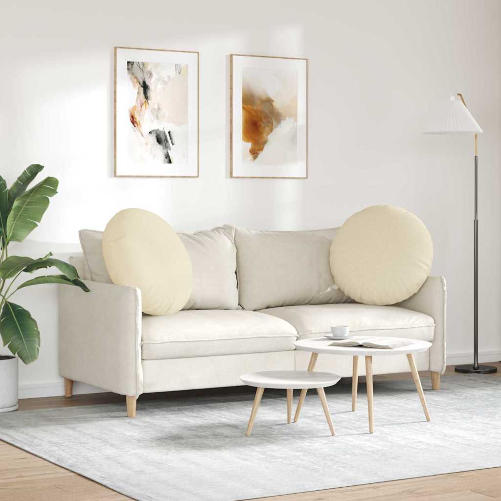 Cuscini per Seduta 2 pcs Crema Ø60 x 21 cm Tessuto