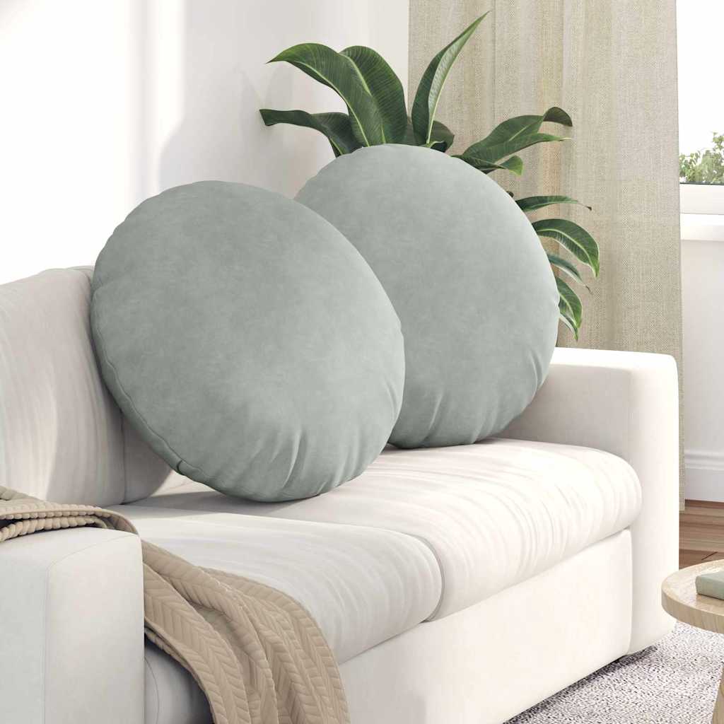 Cuscini per Seduta 2 pcs Grigio chiaro Ø60 x 21 cm Velluto