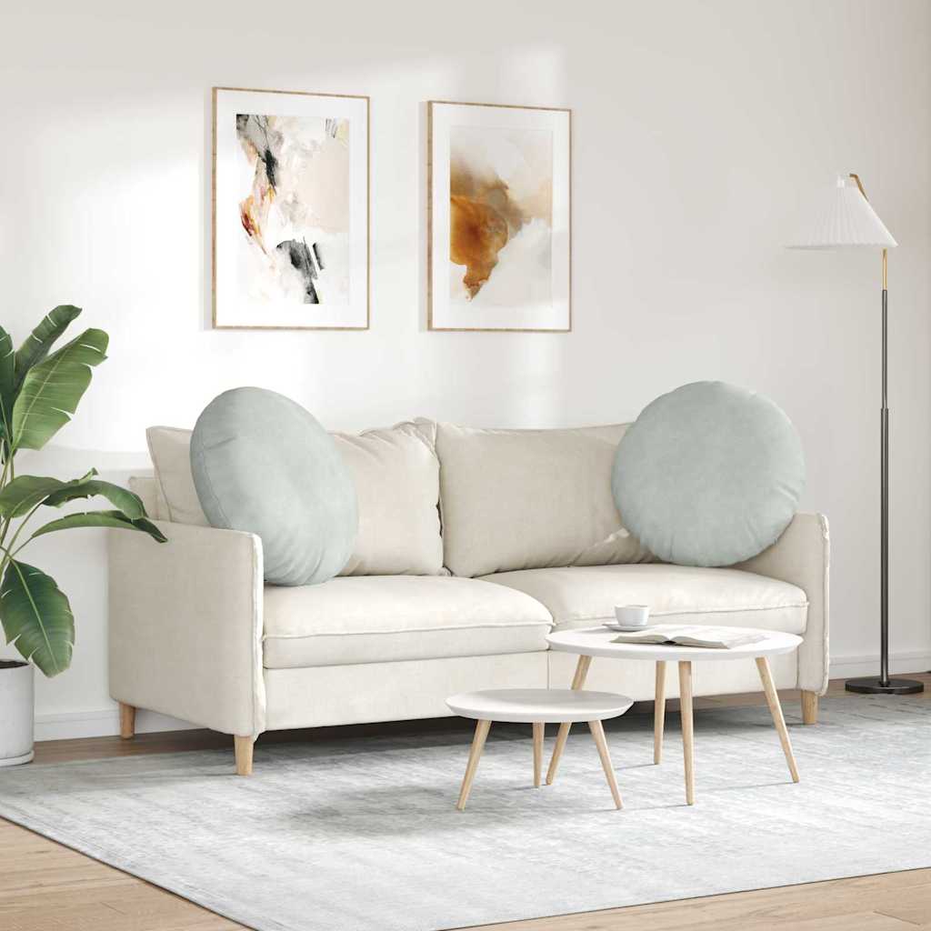 Cuscini per Seduta 2 pcs Grigio chiaro Ø60 x 21 cm Velluto