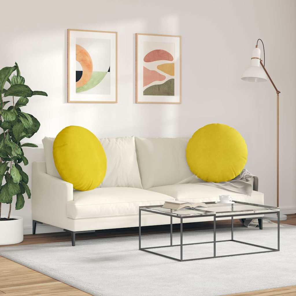 Cuscini per Seduta 2 pcs Giallo Ø60 x 21 cm Velluto