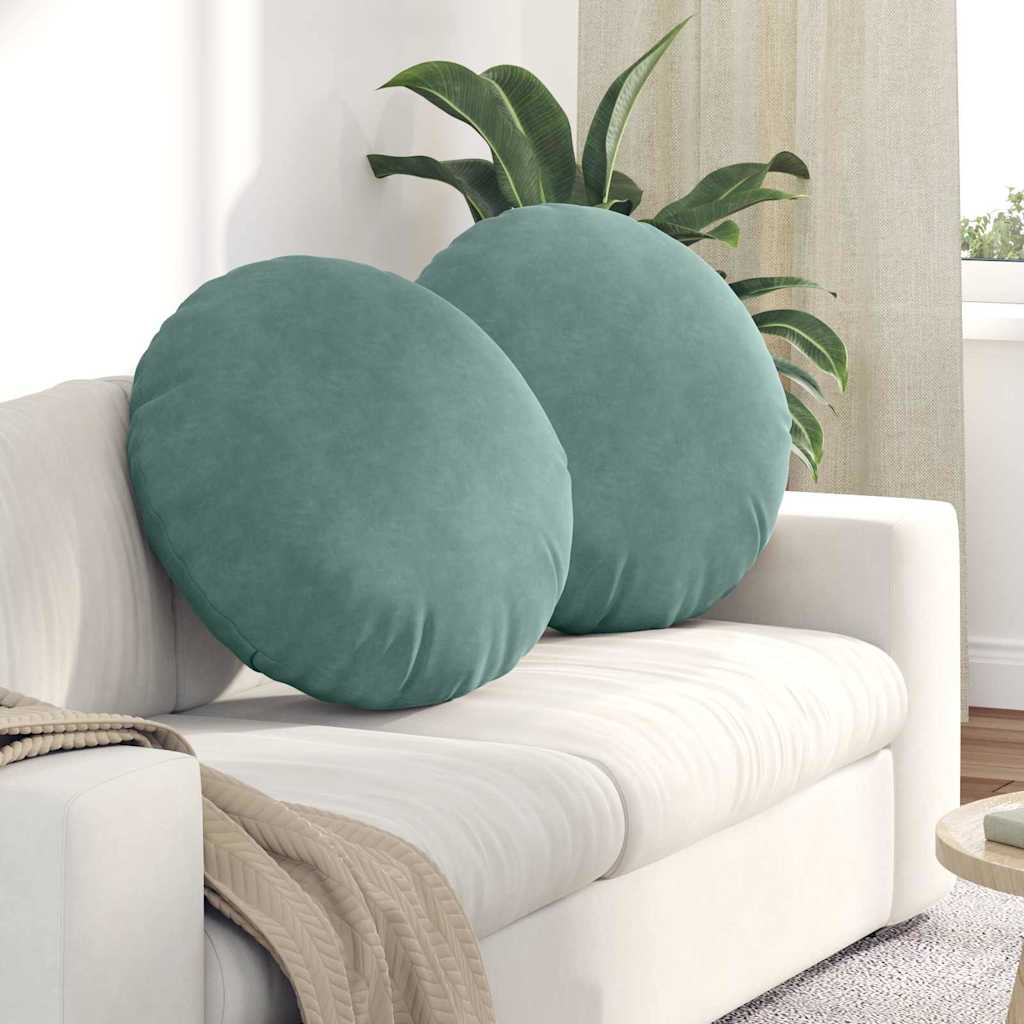 Cuscini per Seduta 2 pcs Verde Mare Ø60 x 21 cm Velluto