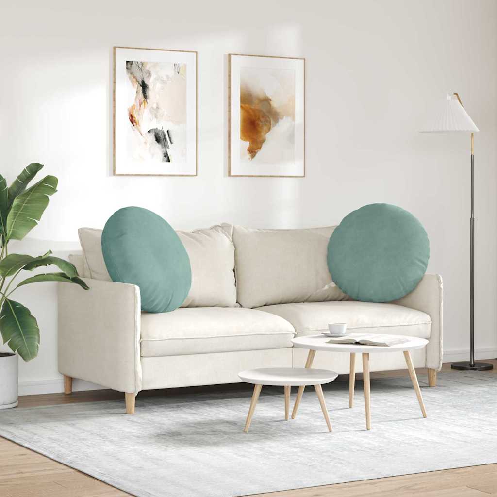 Cuscini per Seduta 2 pcs Verde Mare Ø60 x 21 cm Velluto