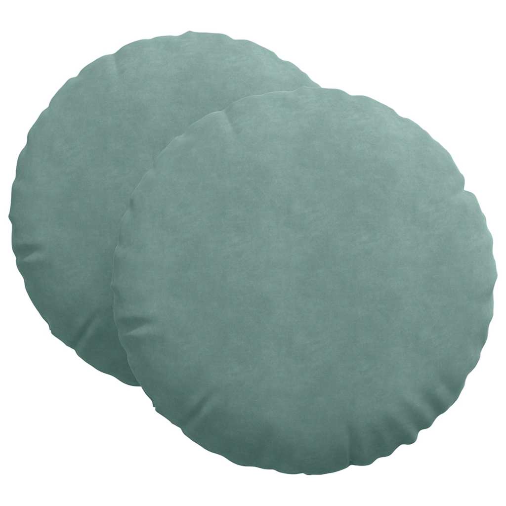 Cuscini per Seduta 2 pcs Verde Mare Ø60 x 21 cm Velluto