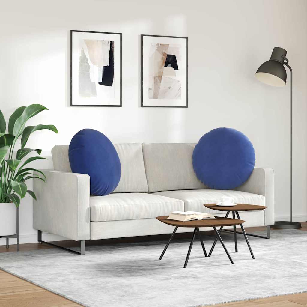 Cuscini per Seduta 2 pcs Blu Polizia Ø60 x 21 cm Velluto