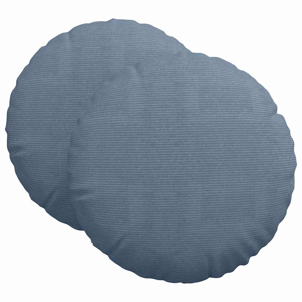 Cuscini per Seduta 2 pcs Blu Ø60 x 21 cm Tessuto in Cords
