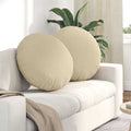Cuscini per Seduta 2 pcs Crema Ø80 x 29 cm Tessuto