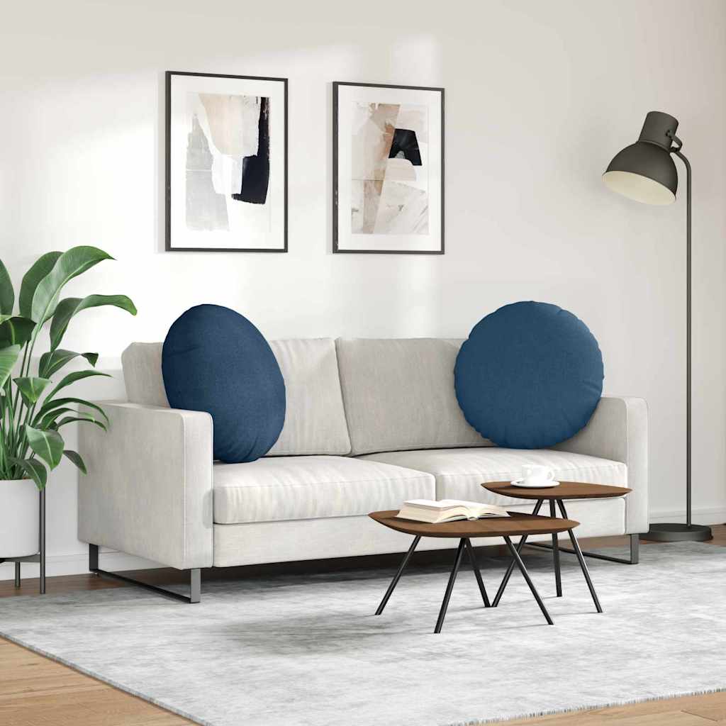 Cuscini per Seduta 2 pcs Blu Ø80 x 29 cm Tessuto