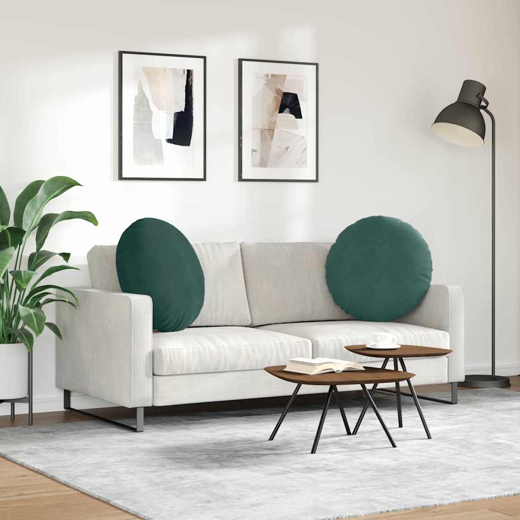 Cuscini per Seduta 2 pcs Verde Scuro Ø 80 x 29 cm Velluto