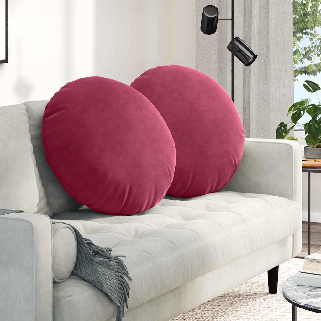 Cuscini per Seduta 2 pcs Rosso Vino Ø 80 x 29 cm Velluto