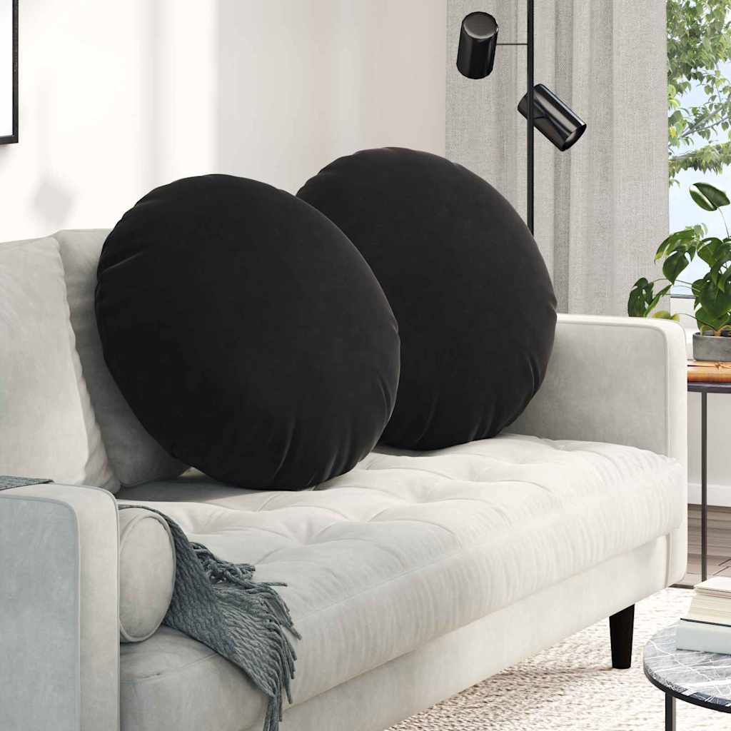 Cuscini per Seduta 2 pcs Nero Ø 80 x 29 cm Velluto