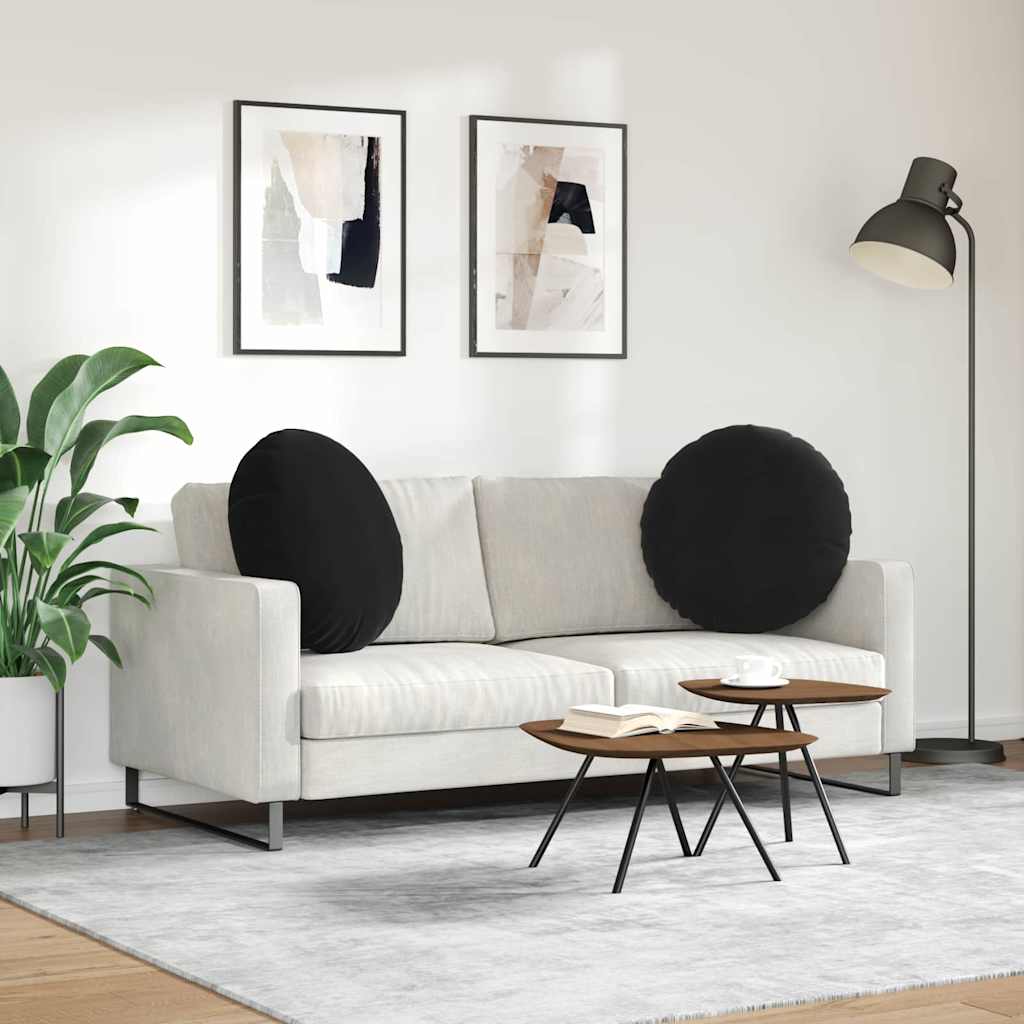 Cuscini per Seduta 2 pcs Nero Ø 80 x 29 cm Velluto