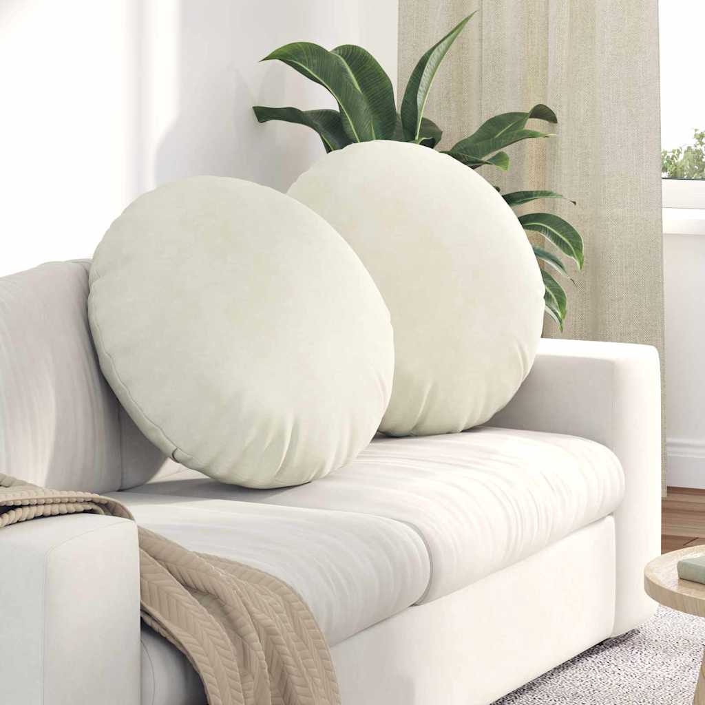 Cuscini per Seduta 2 pcs Crema Ø 80 x 29 cm Velluto