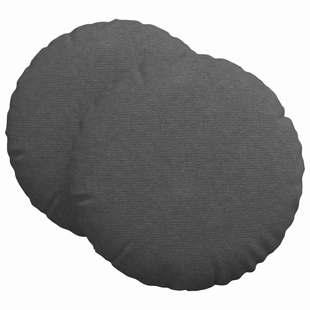 Cuscini per Seduta 2 pcs Grigio scuro Ø 80 cm Tessuto in Cords