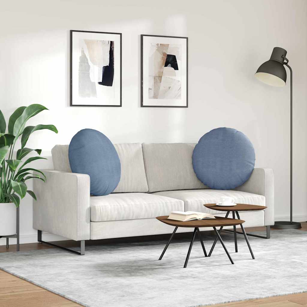 Cuscini per Seduta 2 pcs Blu Ø 80 cm Tessuto in Cords