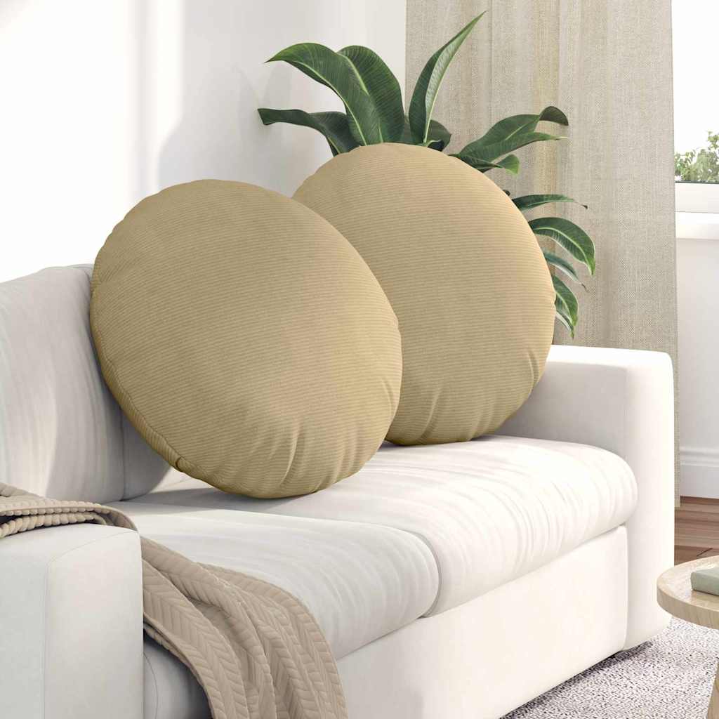Cuscini per Seduta 2 pcs Grigio Verde Ø 80 cm Tessuto in Cords