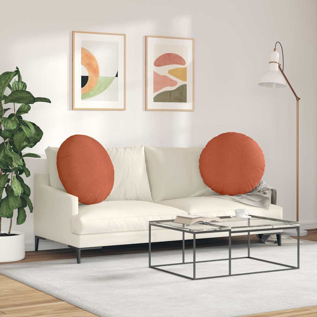 Cuscini per Seduta 2 pcs Rosso Arancio Ø 80 cm Tessuto in Cords
