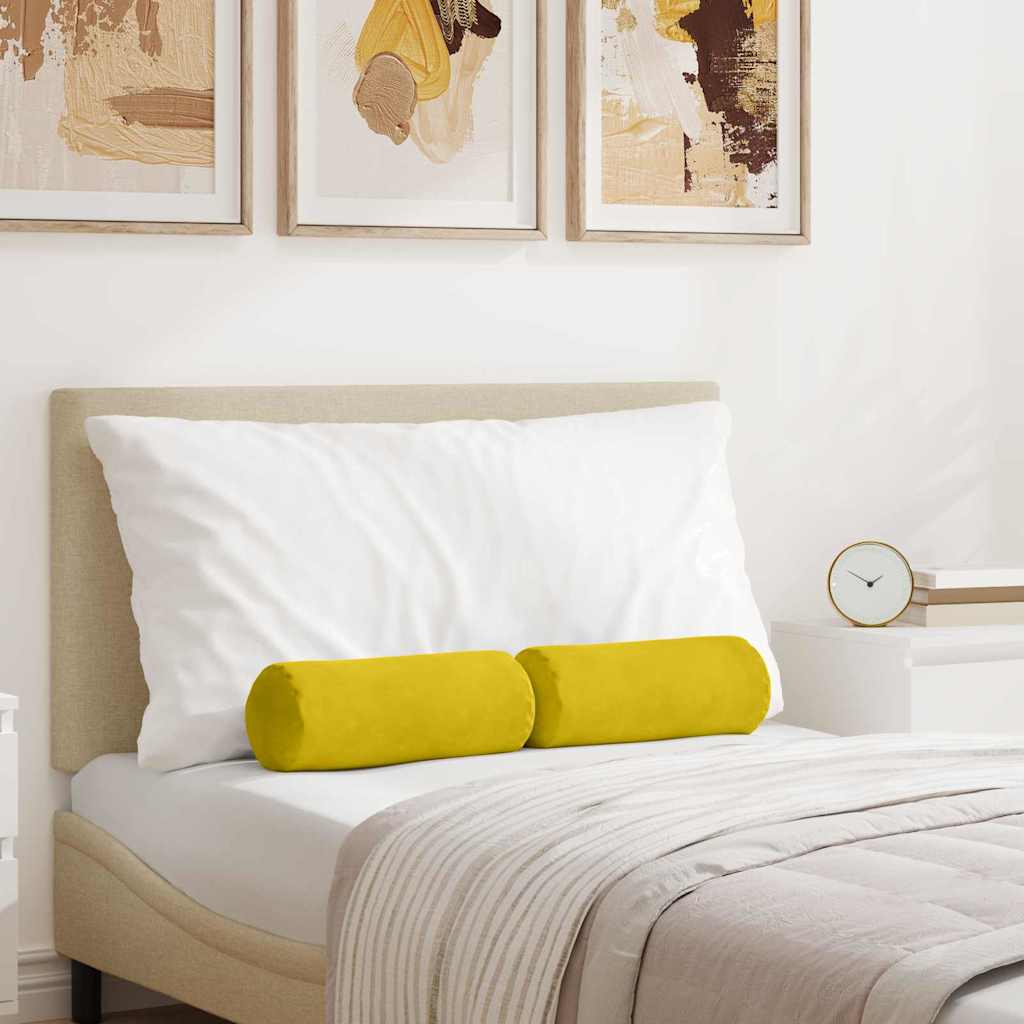 Cuscini a rullo 2 pcs Giallo Ø 15 x 40 cm Tessuto in Cords