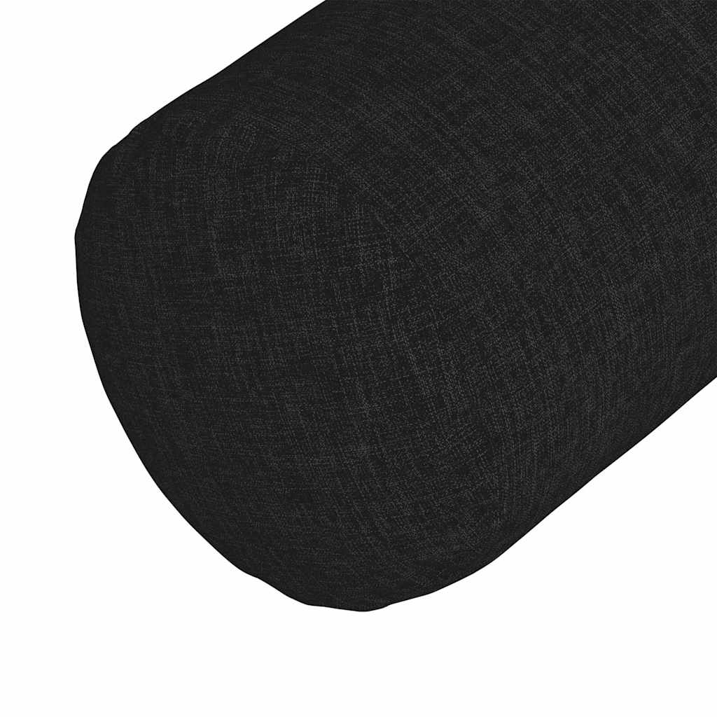 Cuscini a rullo 2 pcs Nero Ø 25 x 70 cm Tessuto