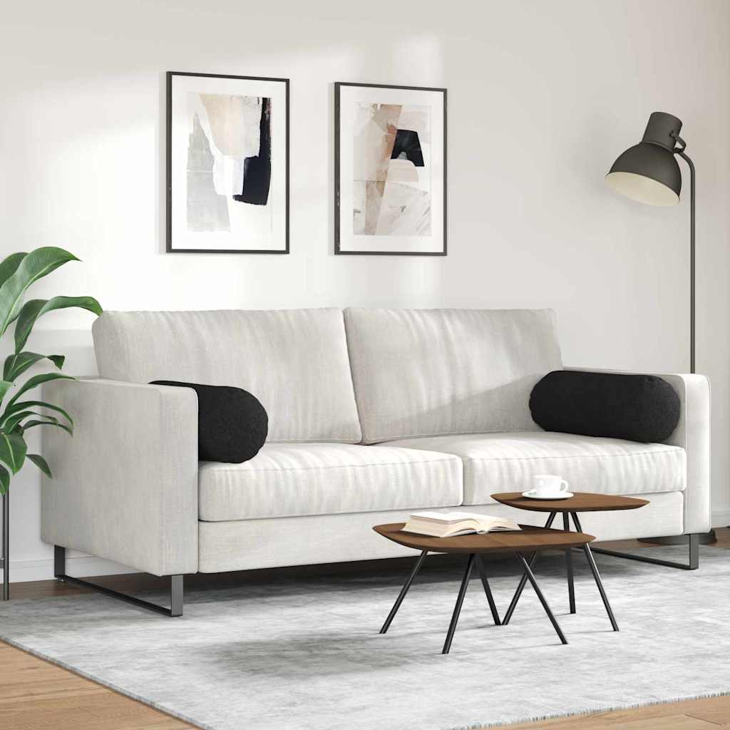 Cuscini a rullo 2 pcs Nero Ø 25 x 70 cm Tessuto
