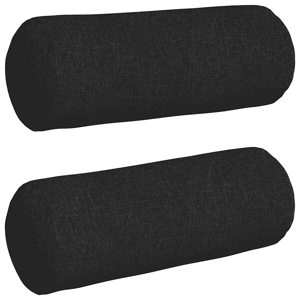Cuscini a rullo 2 pcs Nero Ø 25 x 70 cm Tessuto