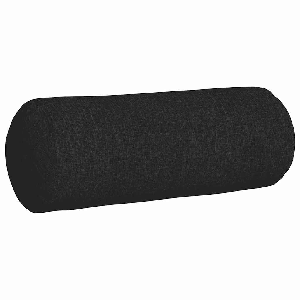Cuscini a rullo 2 pcs Nero Ø 25 x 70 cm Tessuto