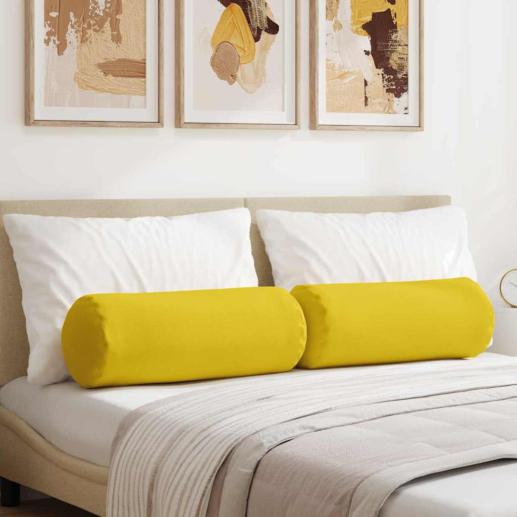 Cuscini a rullo 2 pcs Giallo Chiaro Ø 25 x 70 cm Tessuto