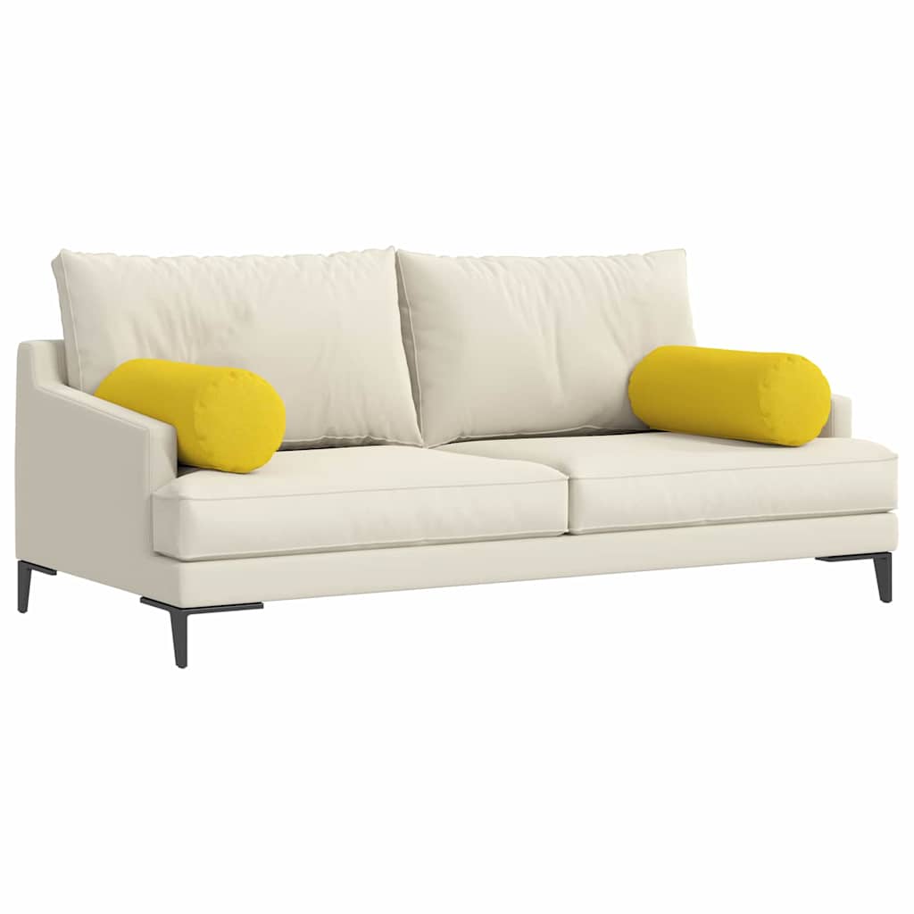 Cuscini a rullo 2 pcs Giallo Chiaro Ø 25 x 70 cm Tessuto