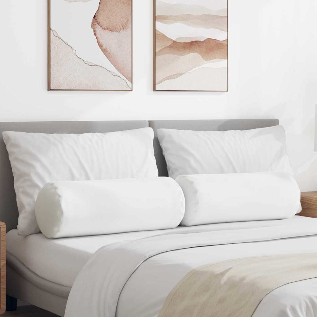 Cuscini a rullo 2 pcs Bianco Ø 25 x 70 cm Tessuto