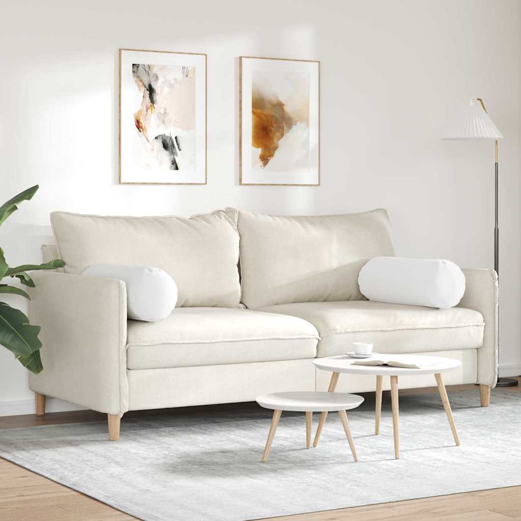 Cuscini a rullo 2 pcs Bianco Ø 25 x 70 cm Tessuto